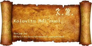 Kolovits Mánuel névjegykártya